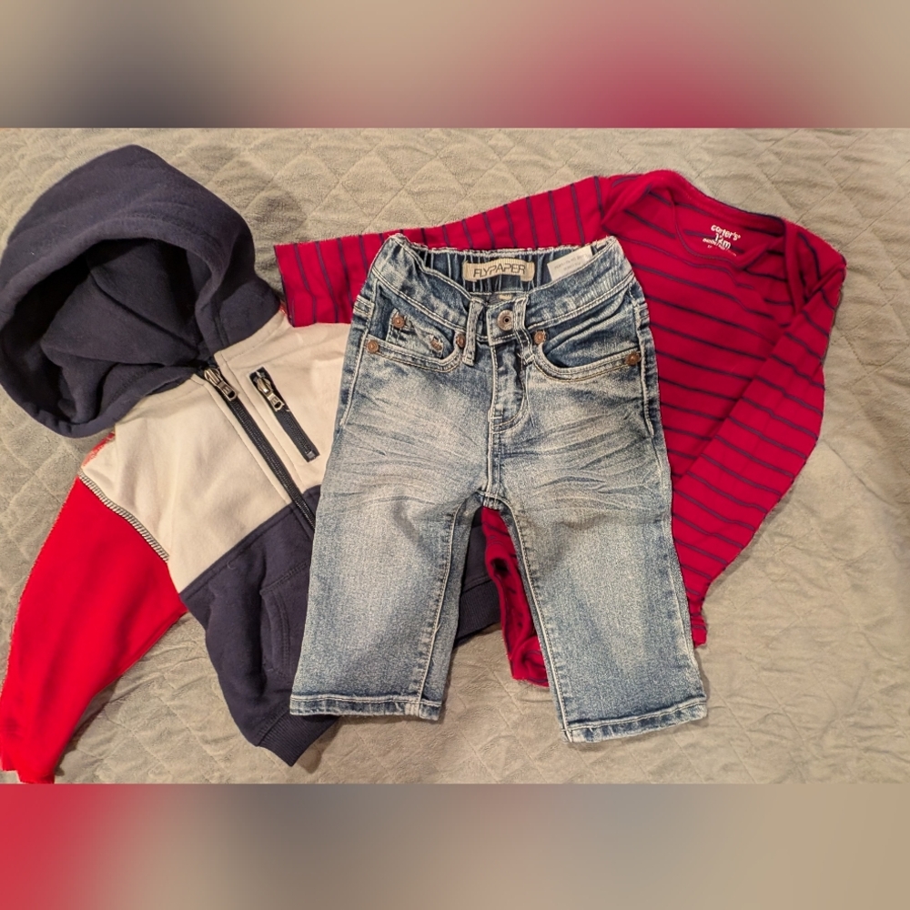 Light Blue Kids Jeans, Hoodie, And Bodysuit